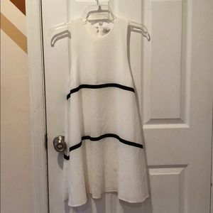White and black striped shift dress